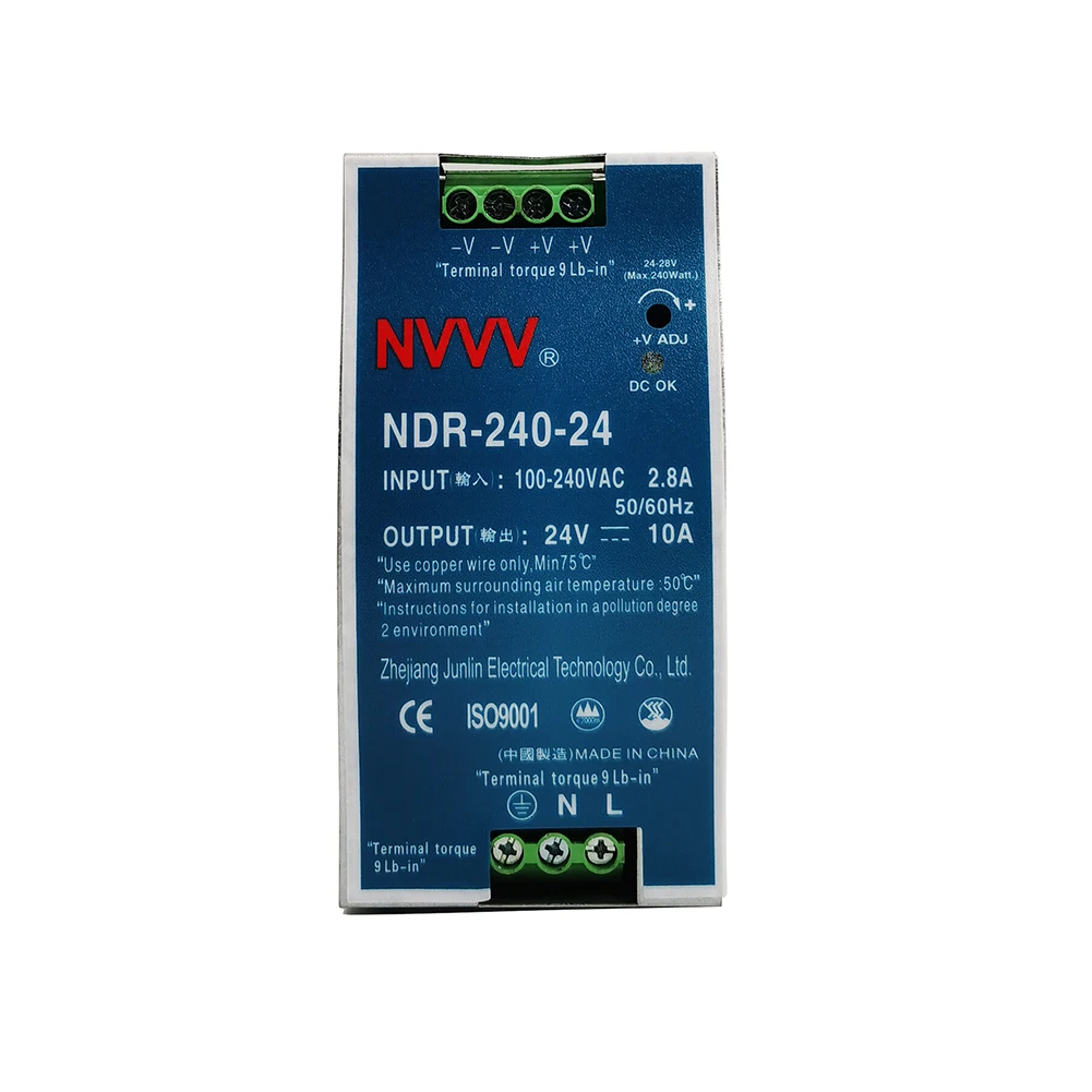 NVVV NDR-240W 24V 48V DIN Rail Power Supply 10A with PFC Transformer AC100-240 to DC24V
NVVV NDR-240W 24V 48V DIN Rail Power Supply 10A with PFC Transformer AC100-240 to DC24V