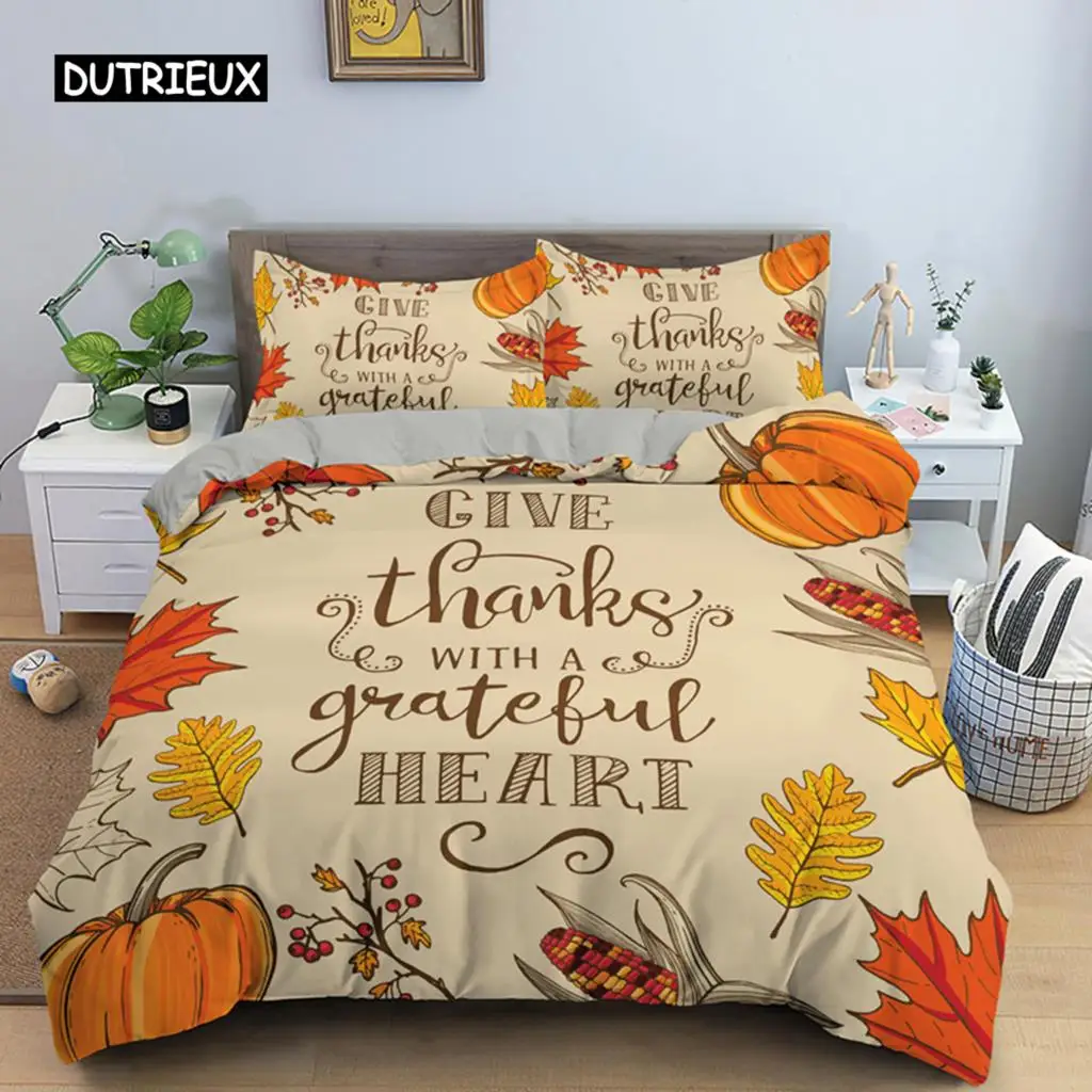 Autumn Thanksgiving Day Duvet Cover King Queen Cartoon Orange Pumpkin Turkey Bedding Set Maple Leaves Soft Polyester Quilt Cover
Autumn Thanksgiving Day Duvet Cover King Queen Cartoon Orange Pumpkin Turkey Bedding Set Maple Leaves Soft Polyester Quilt Cover