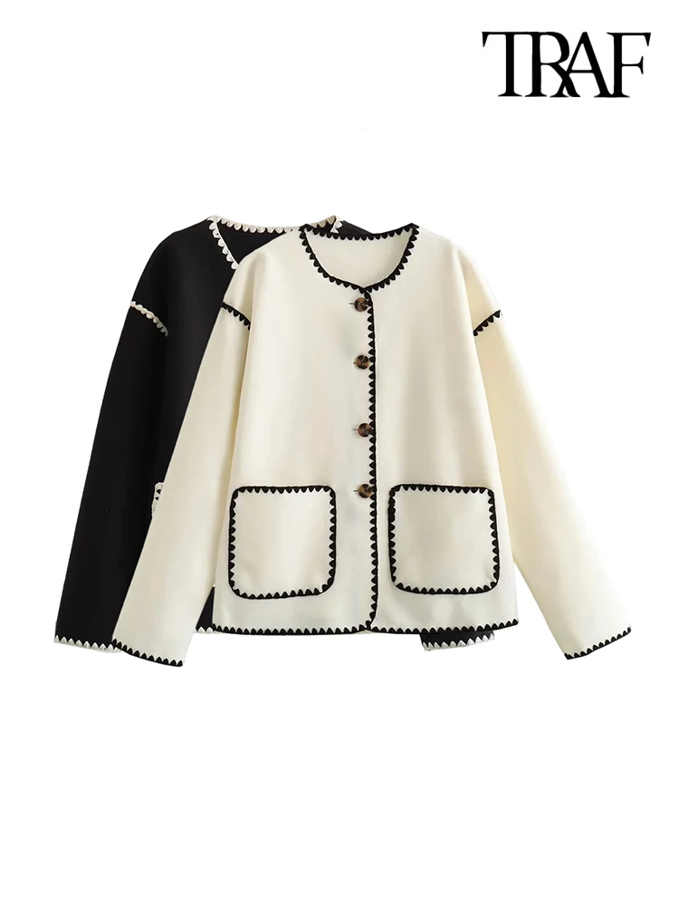 TRAF Women Fashion With Pockets Loose Woolen Jacket Coat Vintage Long Sleeve Button-up Female Outerwear Chic Tops
TRAF Women Fashion With Pockets Loose Woolen Jacket Coat Vintage Long Sleeve Button-up Female Outerwear Chic Tops