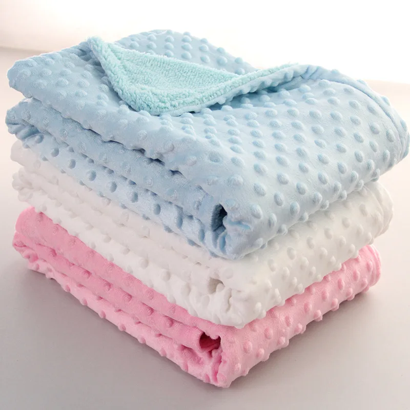 

Blanket Minky Blankets Double Layer Super Soft Dotted Backing Pure Color Newborn Baby Receiving Swaddler Boys Girls 76X102cm