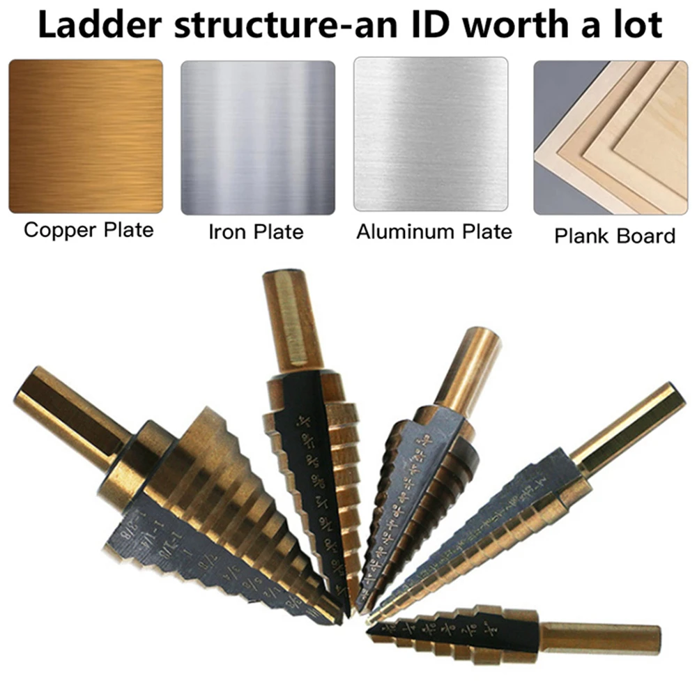 Cobalt Step Drill Bit 42 Titanium HSS 5pcs High Speed Steel Power Tools For Metal Drill Titanium Step Drill Aluminum Housing
Cobalt Step Drill Bit 42 Titanium HSS 5pcs High Speed Steel Power Tools For Metal Drill Titanium Step Drill Aluminum Housing