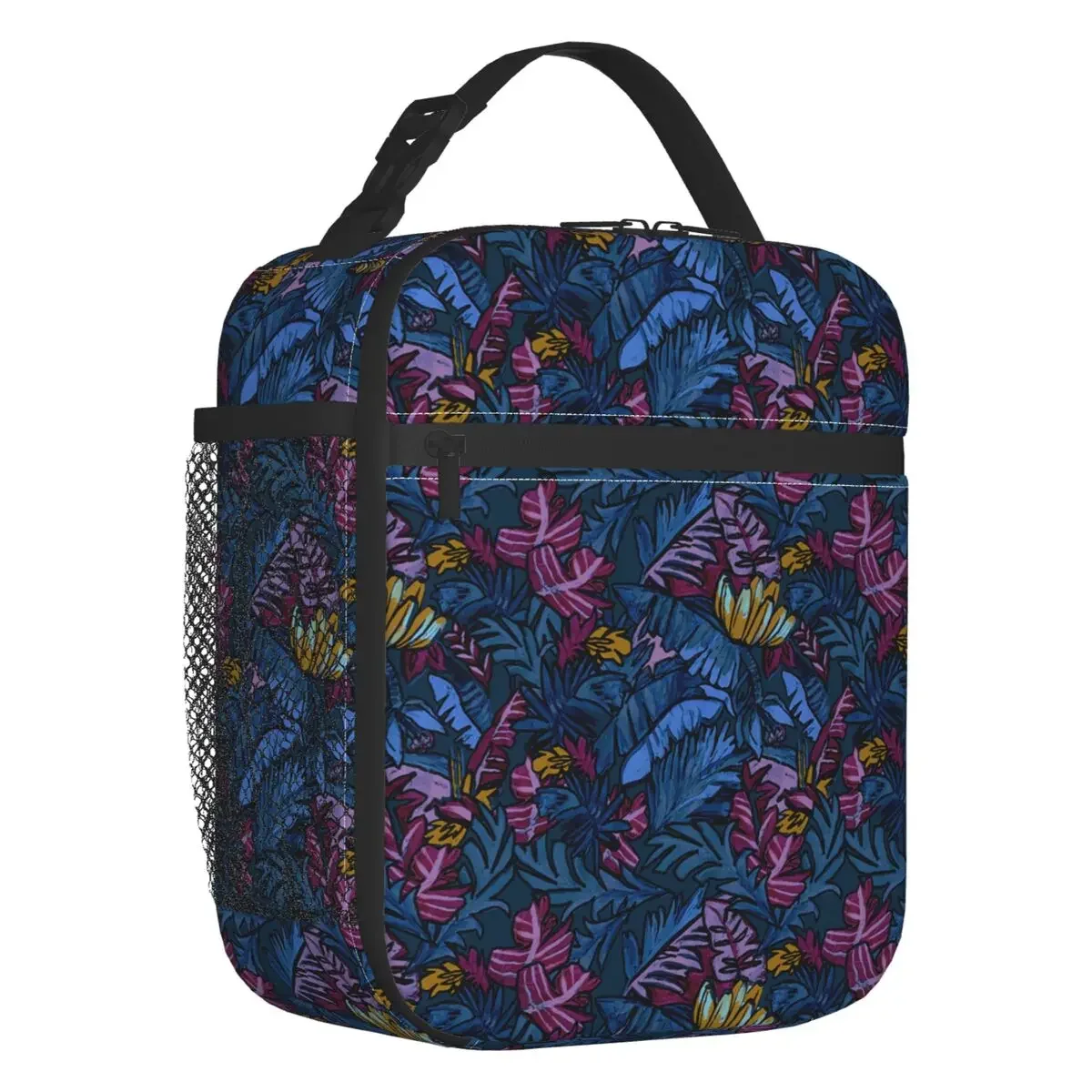 

Изолированная сумка для ланча с синими банановыми листьями для женщин, герметичная Термосумка-холодильник для ланча, сумка для офиса, работы, школы