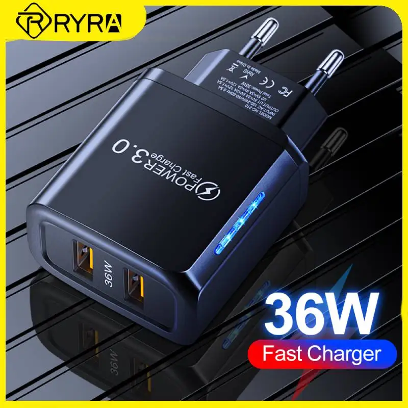 

RYRA 36W Charger 2 Ports Wall Plug For Smartphones And Tablets Double USB Quick Charging Adapter Laptop Mobile Phone Equipment