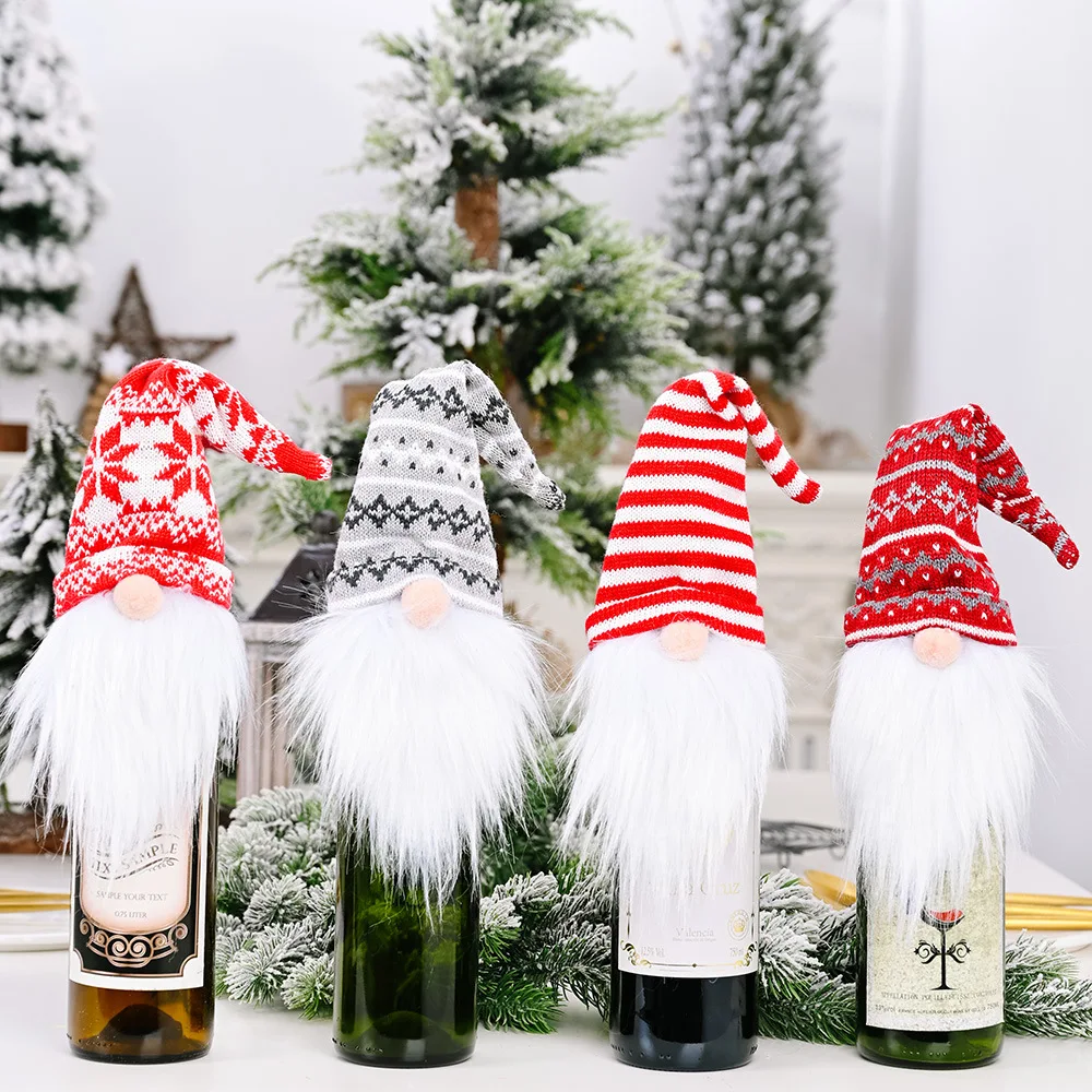 Christmas knitting hat forest old man wine cover faceless baby wine bottle decoration
Christmas knitting hat forest old man wine cover faceless baby wine bottle decoration