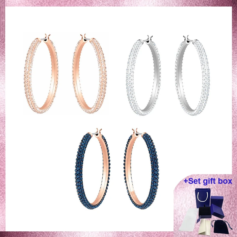 S High Quality Fashion Charm Earrings Stone Hoop Earrings, Pave, Large, White, Rose Gold-tone Plated Exquisite Gift Box
S High Quality Fashion Charm Earrings Stone Hoop Earrings, Pave, Large, White, Rose Gold-tone Plated Exquisite Gift Box