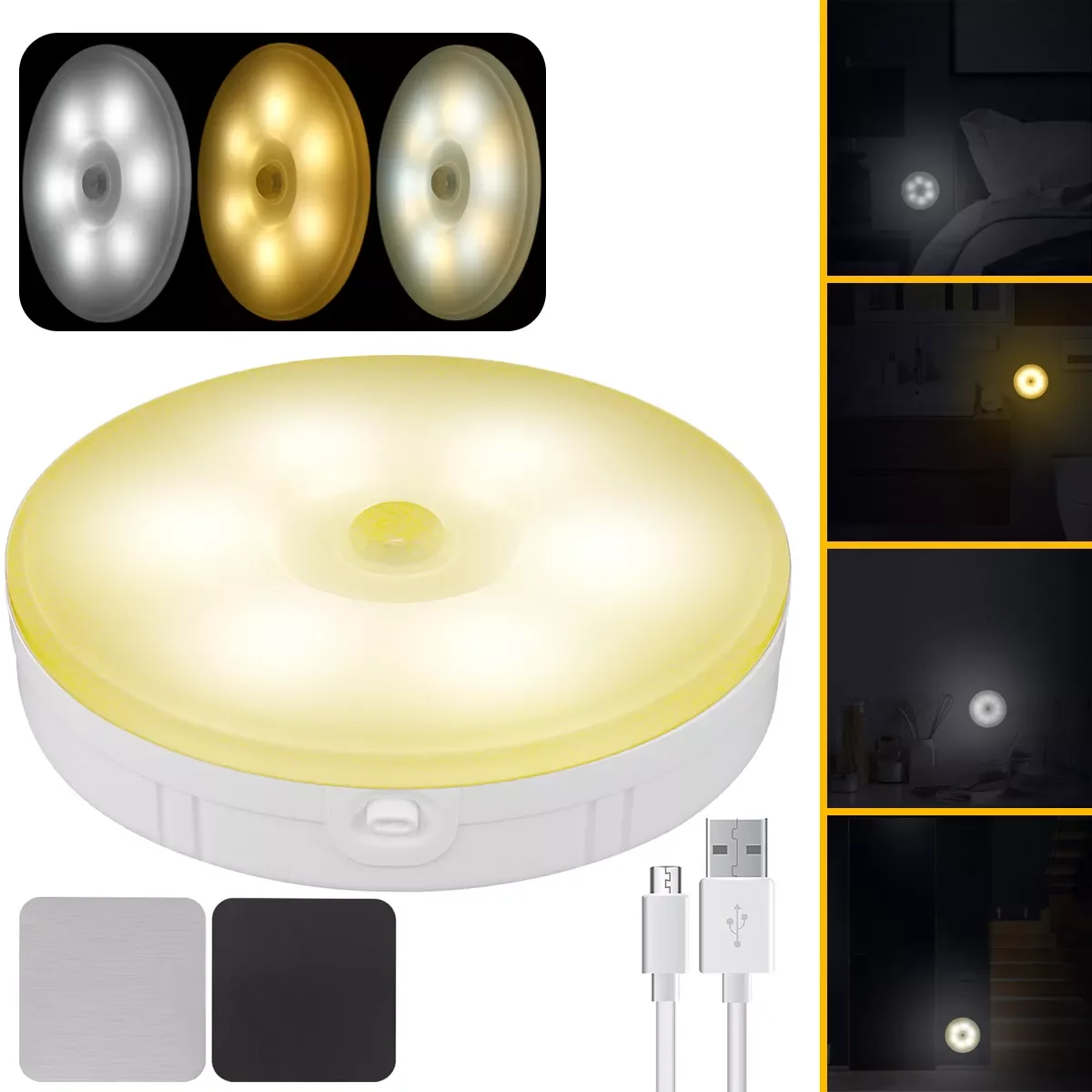 LED Motion Sensor Night Light Round Lighting USB Rechargeable Closet Lamp Beam Angle Wall Light Brightness Adjustment Light
LED Motion Sensor Night Light Round Lighting USB Rechargeable Closet Lamp Beam Angle Wall Light Brightness Adjustment Light