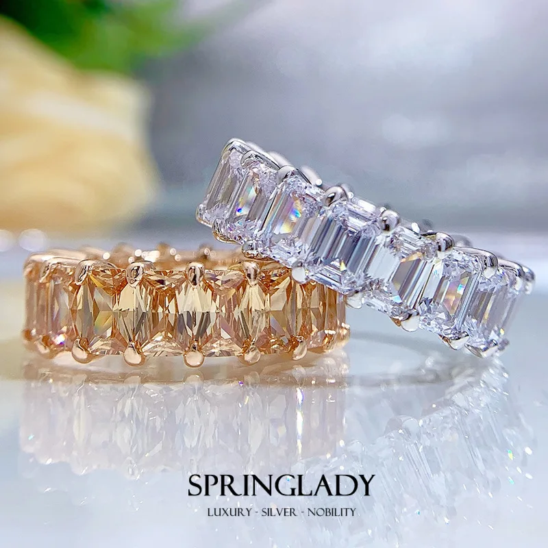 SpringLady 925 Sterling Silver 4*6MM Emerald Cut Topaz High Carbon Diamond Engagement Rings for Women Luxury Fine Jewelry
SpringLady 925 Sterling Silver 4*6MM Emerald Cut Topaz High Carbon Diamond Engagement Rings for Women Luxury Fine Jewelry