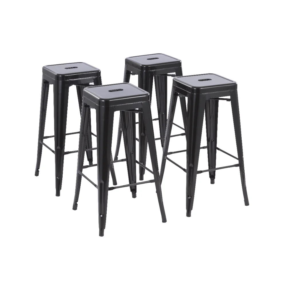 

30inch Stackable Metal Barstool, Set of 4, Backless Style, Full Assembled Stools，17.00 X 17.00 X 30.00 Inches