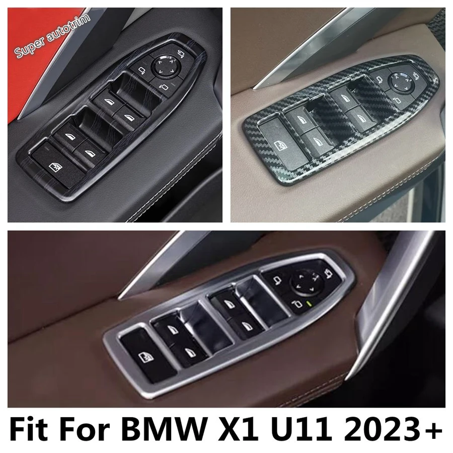 

For BMW X1 U11 2023 2024 Car Window Glass Lift Buttons Frame Decoration Cover Trim ABS Carbon Fiber Style Accessories Interior