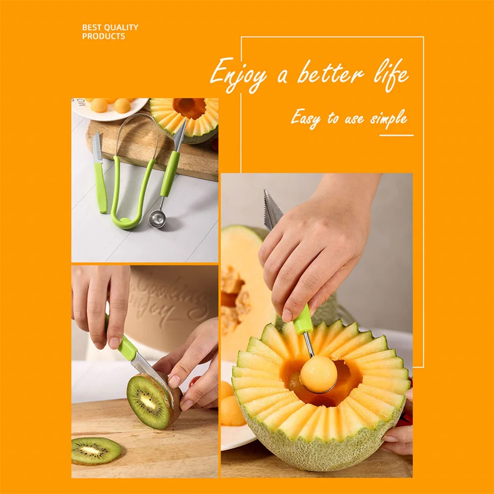 Three-piece Fruit Digger Kitchen Gadgets Unembroidered Steel Fruit Digger Fruit Digger Carving Ball 
Three-piece Fruit Digger Kitchen Gadgets Unembroidered Steel Fruit Digger Fruit Digger Carving Ball