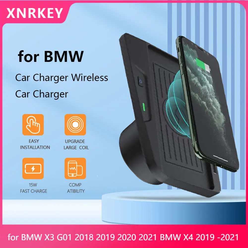 

XRNKEY Wireless Wireless Car Charger for BMW X3 G01 2018 2019 2020 2021 BMW X4 2019 2020 2021 Accessories for BMW3 Series Acces