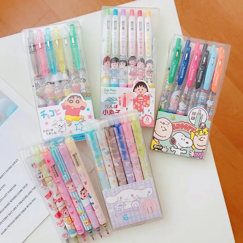 6Pcs/set Kawaii Sanrios Pen Cute Cinnamoroll Snoopyed Cartoon 0.5Mm Black Gel Pen Signature Pen Stationery Toys for Girls Gifts
6Pcs/set Kawaii Sanrios Pen Cute Cinnamoroll Snoopyed Cartoon 0.5Mm Black Gel Pen Signature Pen Stationery Toys for Girls Gifts