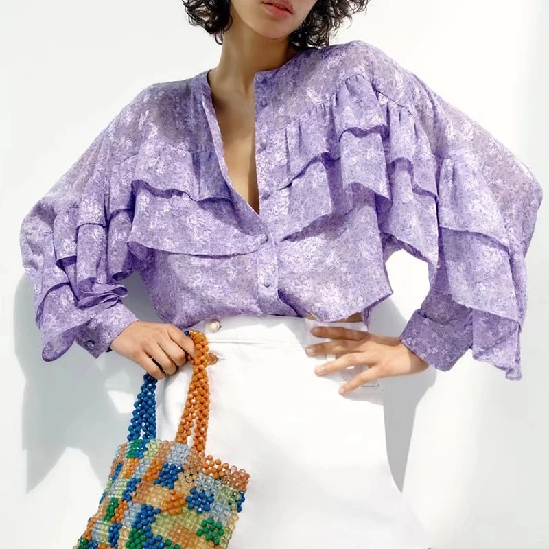 Spring 2022 Women Print Ruffles Shirt Long Sleeve Single Breasted Blouse Female All-Match Tops Chemise Femme OP9932
Spring 2022 Women Print Ruffles Shirt Long Sleeve Single Breasted Blouse Female All-Match Tops Chemise Femme OP9932