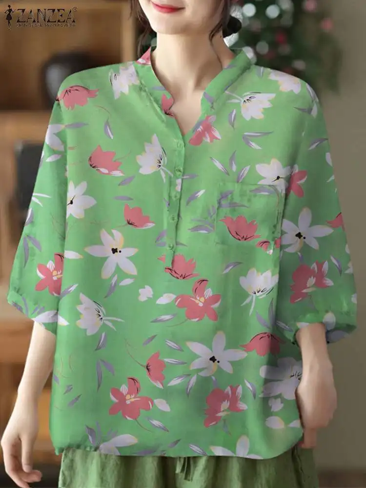 ZANZEA Women 3/4 Sleeve Blusa Buttons Daily Blouses Casual Loose Floral Print Tunic Tops Pocket Simple 2023 Summer Holiday Shirt
ZANZEA Women 3/4 Sleeve Blusa Buttons Daily Blouses Casual Loose Floral Print Tunic Tops Pocket Simple 2023 Summer Holiday Shirt