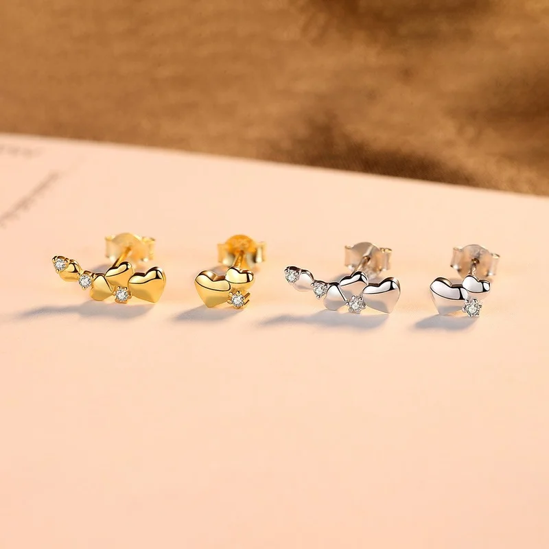 100% Silver 925 Sterling Jewelry Double Four Heart Stud Earrings for Women Exquisite Design Girls Earrings Brand Accessories
100% Silver 925 Sterling Jewelry Double Four Heart Stud Earrings for Women Exquisite Design Girls Earrings Brand Accessories