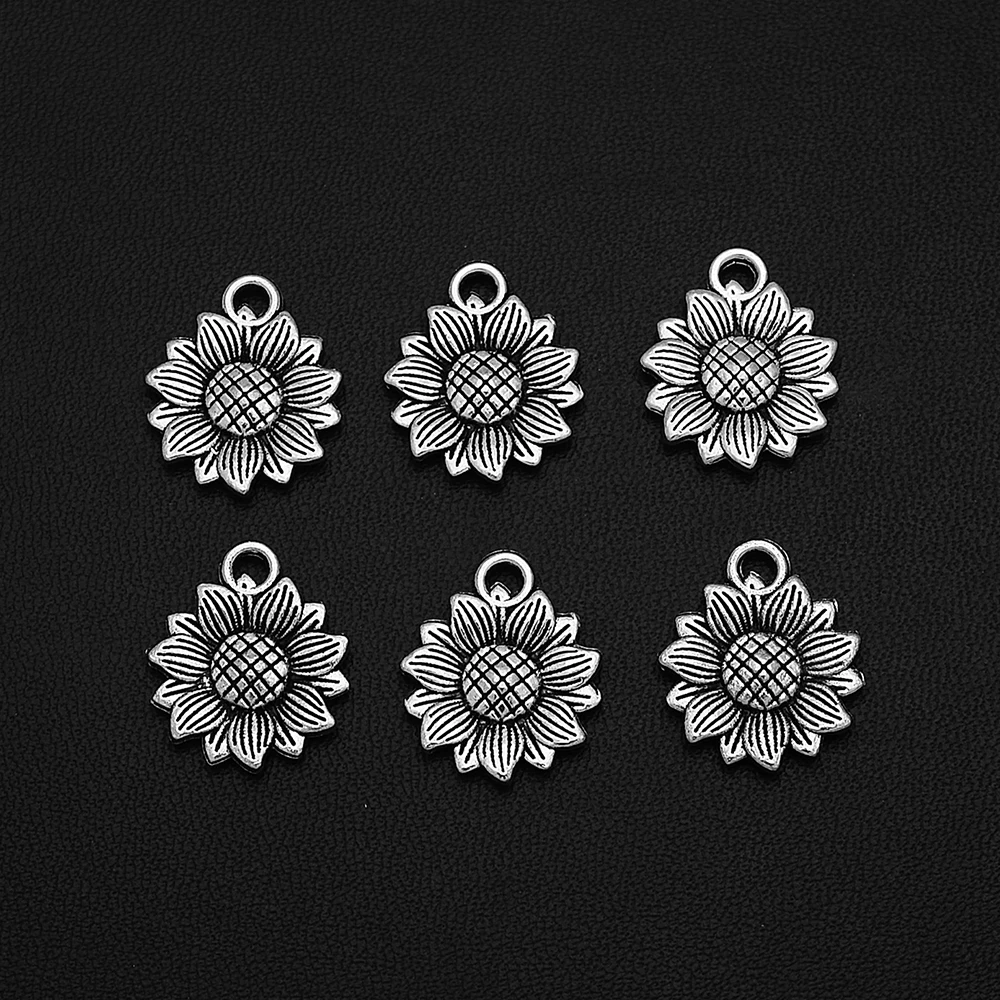 10pcs/Lots 15x18mm Antique Silver Plated Sunflower Charms Flower Plant Pendants For Diy Bracelet Designer Wholesale Accessories
10pcs/Lots 15x18mm Antique Silver Plated Sunflower Charms Flower Plant Pendants For Diy Bracelet Designer Wholesale Accessories