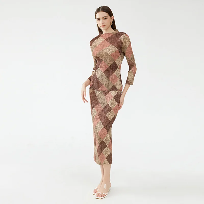 Элегантный весенний женский комплект из двух предметов с плиссированным воротником и облегающей квадратной юбкой с длинными рукавами 2023 
Элегантный весенний женский комплект из двух предметов с плиссированным воротником и облегающей квадратной юбкой с длинными рукавами 2023