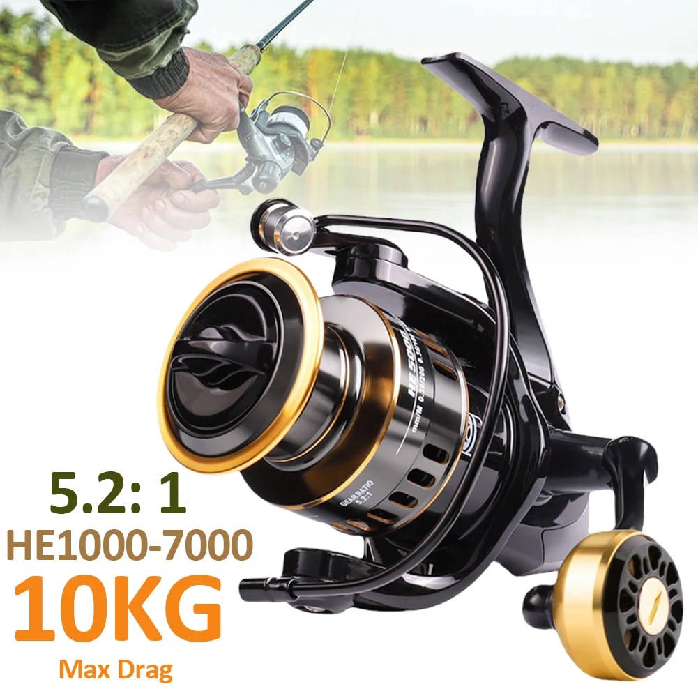 Hot Sale Fishing Reel HE1000-7000 10KG Max Drag Spinning Reel Metal Spool Ball Grip Reel For Freshwater Saltwater Fishing Tackle
Hot Sale Fishing Reel HE1000-7000 10KG Max Drag Spinning Reel Metal Spool Ball Grip Reel For Freshwater Saltwater Fishing Tackle