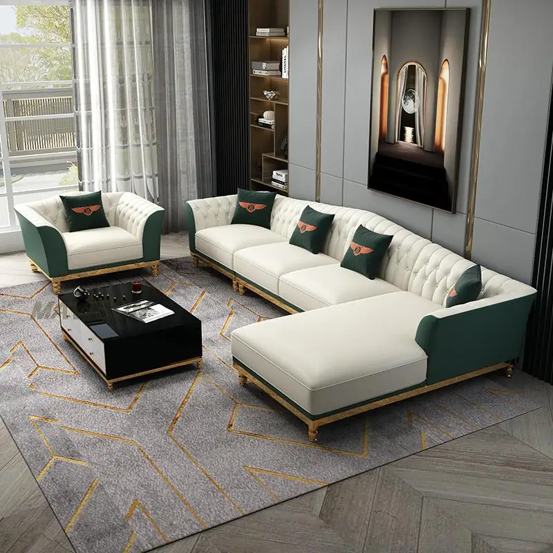 American Light Luxury Sofa Post-Modern Minimalist Living Room Corner Combination Size Apartment Villa Leather Chaise Sofa
American Light Luxury Sofa Post-Modern Minimalist Living Room Corner Combination Size Apartment Villa Leather Chaise Sofa