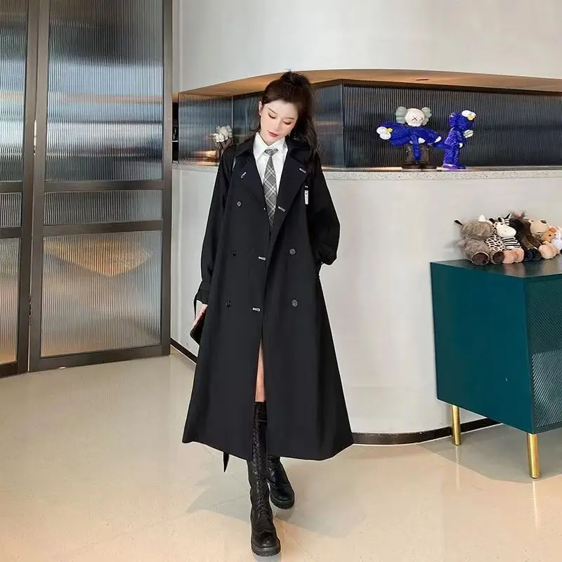 Coats Woman Casual Fashion Jackets Solid Color Lapel Double Breasted Windbreaker Ladies Ankle-length Trench Coat Clothe Top G272 
Coats Woman Casual Fashion Jackets Solid Color Lapel Double Breasted Windbreaker Ladies Ankle-length Trench Coat Clothe Top G272