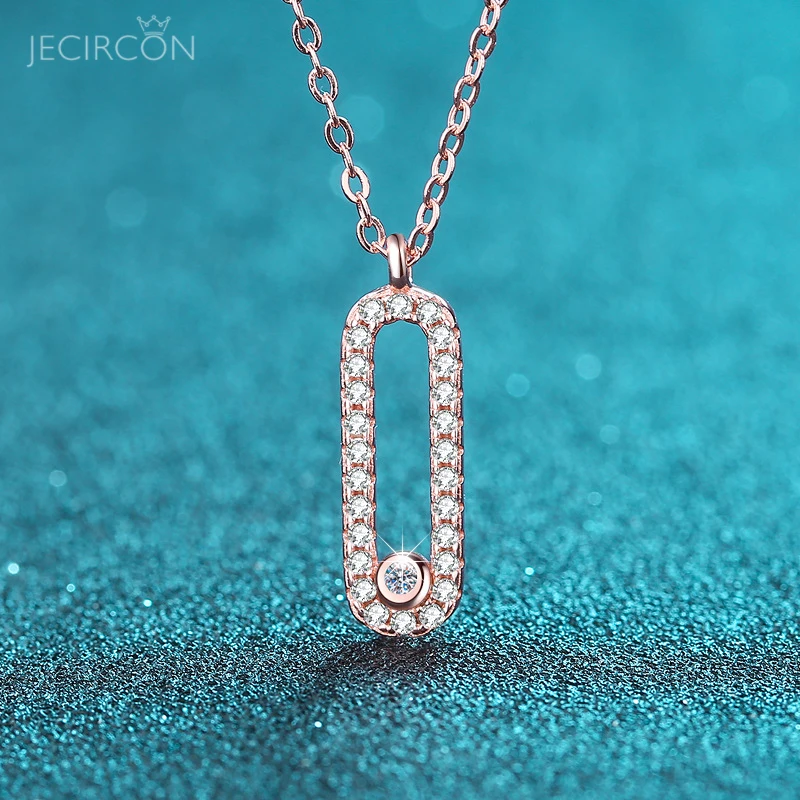 JECIRCON 0.28ct D Color Moissanite Necklace for Women 925 Sterling Silver Rose Gold Diamond Pin Rectangle Pendant Clavicle Chain
JECIRCON 0.28ct D Color Moissanite Necklace for Women 925 Sterling Silver Rose Gold Diamond Pin Rectangle Pendant Clavicle Chain