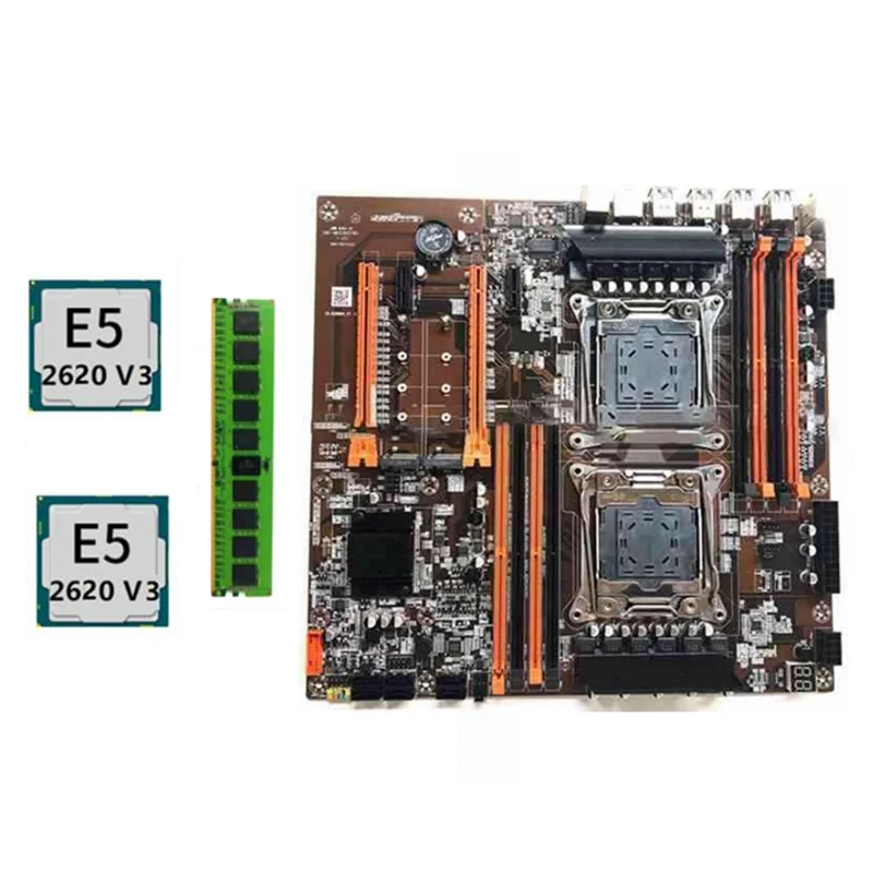 X99 Dual CPU Motherboard LGA 2011 USB3.0 SATA3 Dual M.2 Slot with Dual E5 2620 V3 CPU Processor RECC DDR4 8GB RAM
X99 Dual CPU Motherboard LGA 2011 USB3.0 SATA3 Dual M.2 Slot with Dual E5 2620 V3 CPU Processor RECC DDR4 8GB RAM
