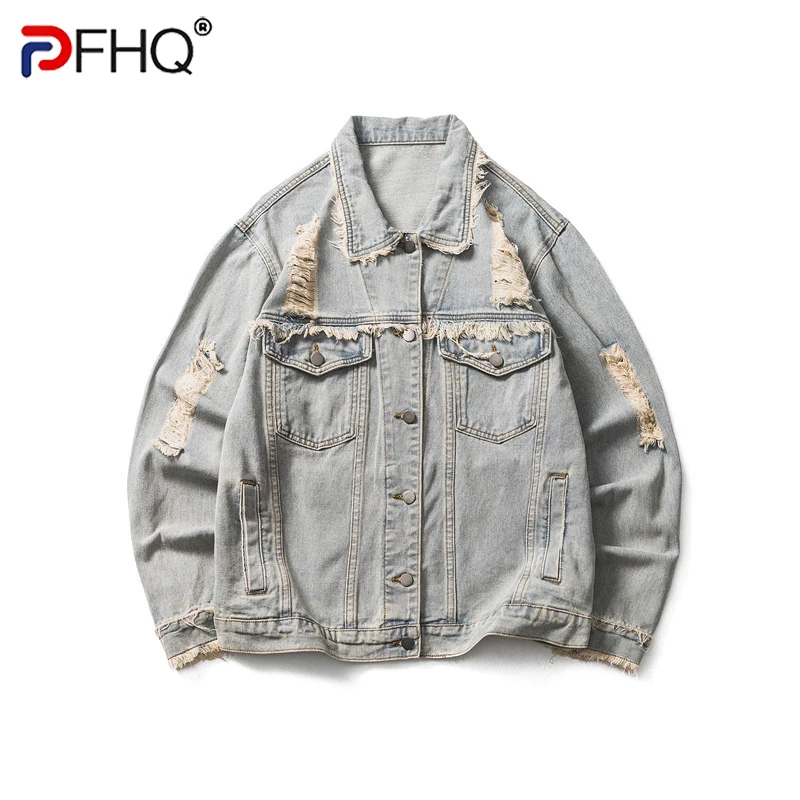 PFHQ Hole Solid Color Denim Coat Men's Fashion Casual Loose Creativity Original Heavy Industry Worn Out Handsome Jackets 21Z1925 
PFHQ Hole Solid Color Denim Coat Men's Fashion Casual Loose Creativity Original Heavy Industry Worn Out Handsome Jackets 21Z1925