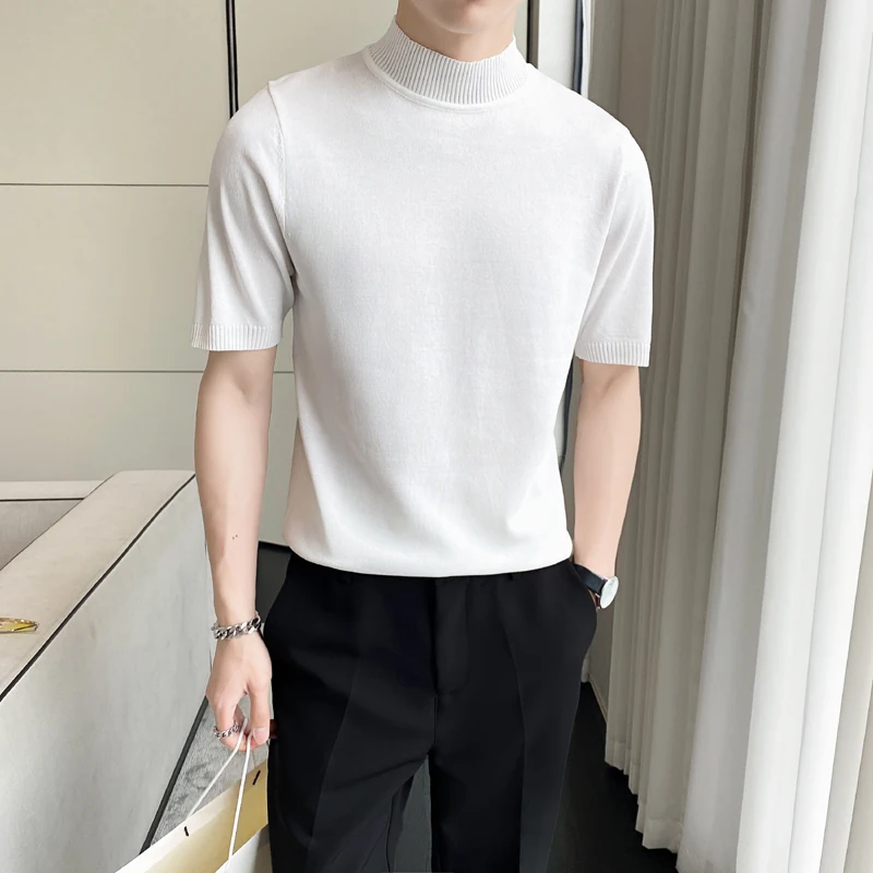 6Color Summer New Half Turtleneck Short Sleeve Knitted T Shirts For Men Clothing 2022 Simple Slim Fit Casual Tee Shirt Homme 3XL
6Color Summer New Half Turtleneck Short Sleeve Knitted T Shirts For Men Clothing 2022 Simple Slim Fit Casual Tee Shirt Homme 3XL