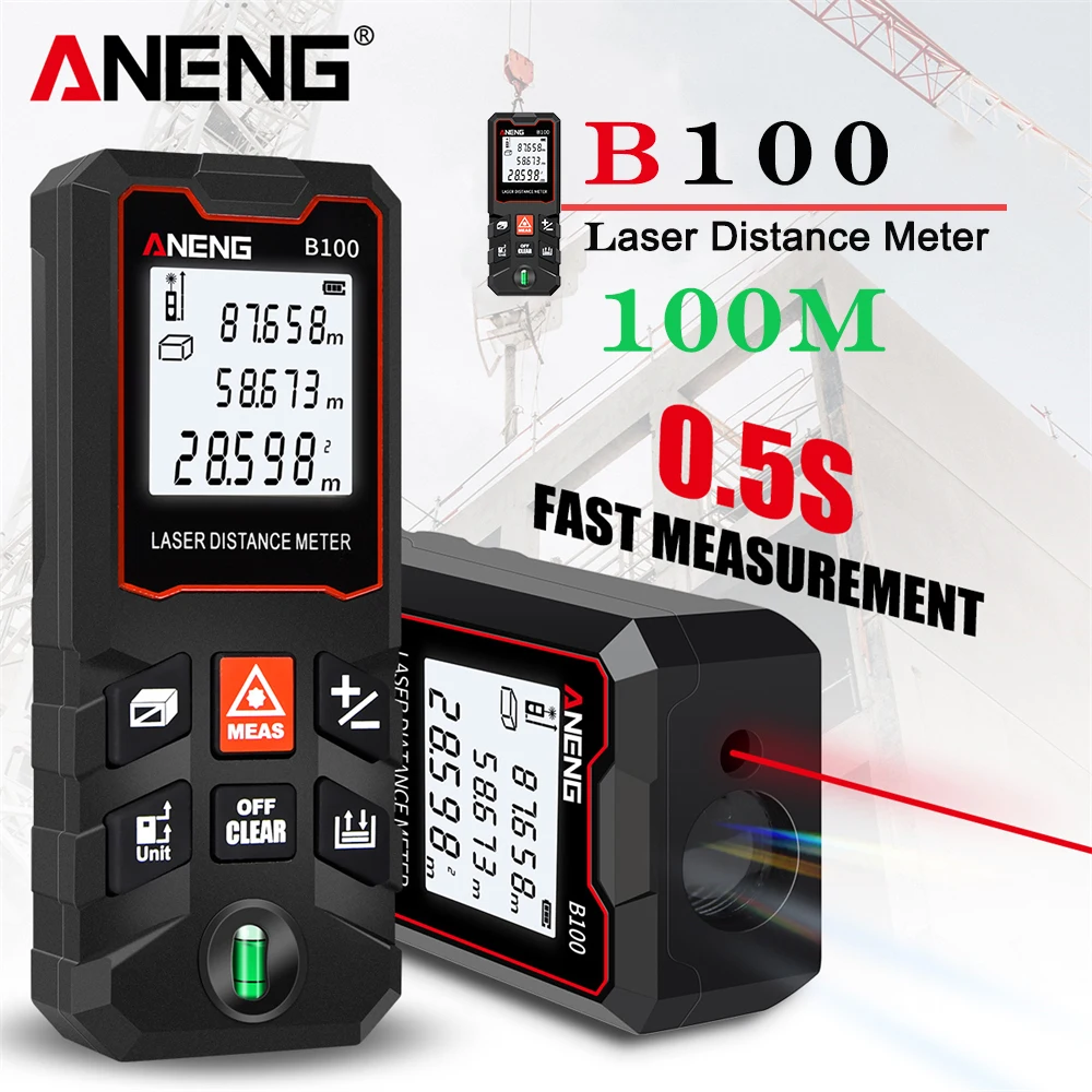 ANENG B40/60/80/100 Laser Distance Meter Digital Laser Range Finder Distance Area Volume Multimeter Test Tool Measure Device
ANENG B40/60/80/100 Laser Distance Meter Digital Laser Range Finder Distance Area Volume Multimeter Test Tool Measure Device