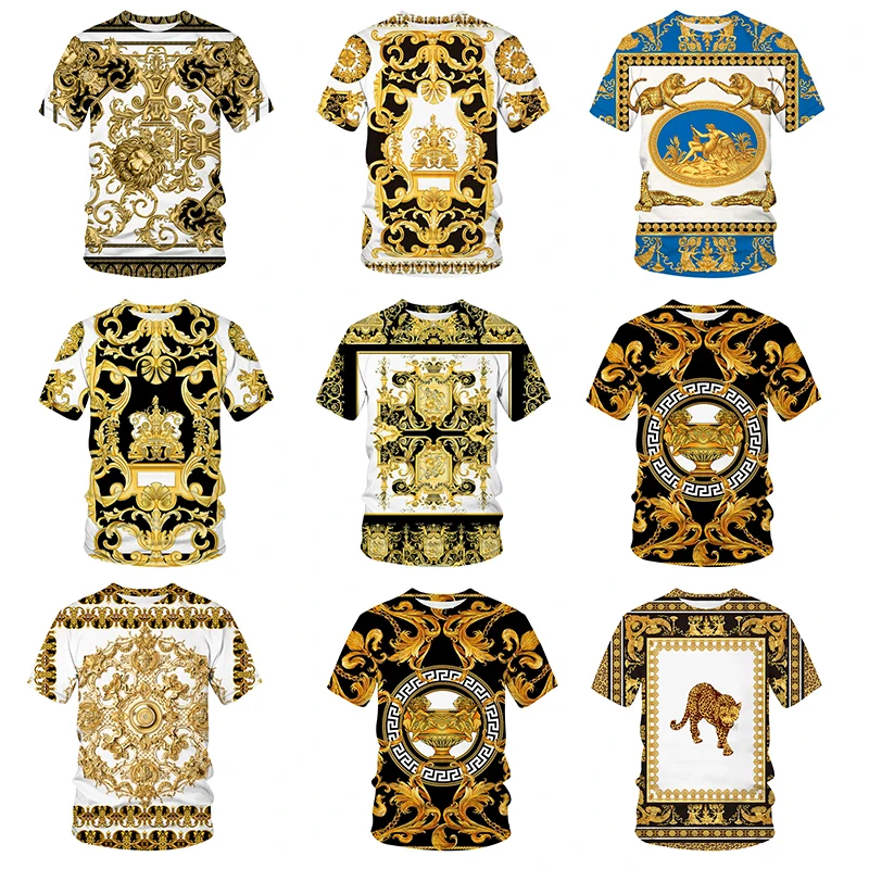 Summer Baroque Brand T-shirt for Men T shirt 3D Gold Flower Crown Print Hip Hop Women 2022 Short Sleeve Luxury Clothing Tee Top
Summer Baroque Brand T-shirt for Men T shirt 3D Gold Flower Crown Print Hip Hop Women 2022 Short Sleeve Luxury Clothing Tee Top