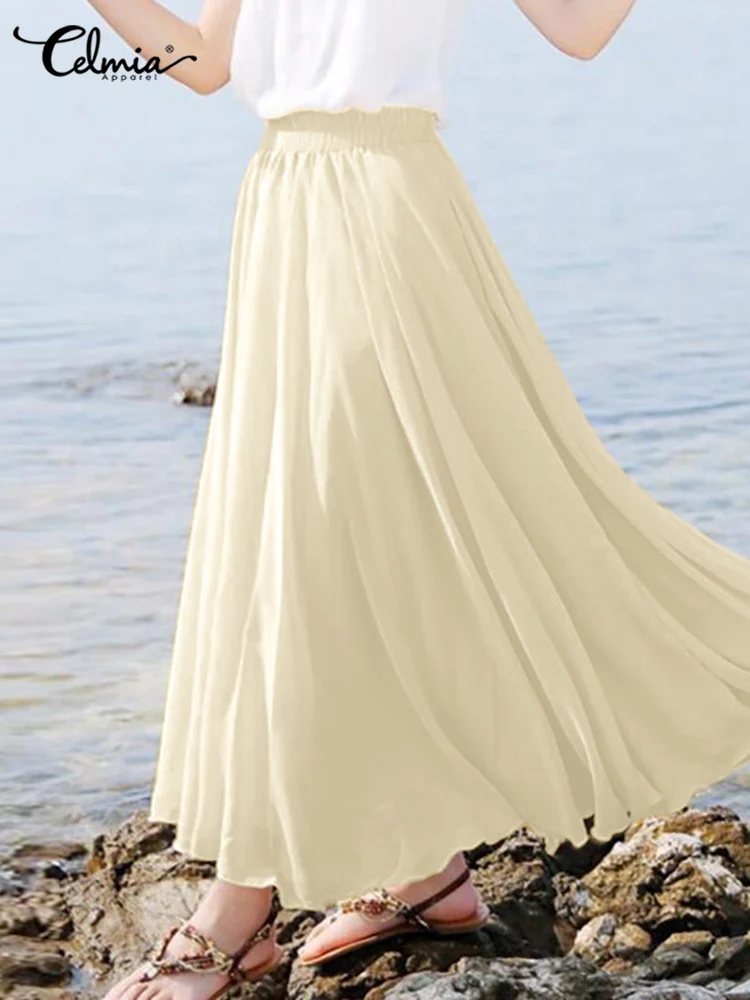 Юбка Celmia Женская универсальная с высокой эластичной талией, элегантная однотонная свободная Макси-юбка, модная повседневная одежда, лето ...
Юбка Celmia Женская универсальная с высокой эластичной талией, элегантная однотонная свободная Макси-юбка, модная повседневная одежда, лето ...