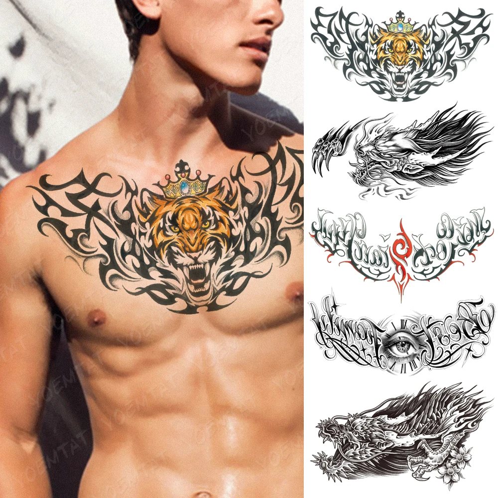 Colorful Large Chest Tattoo For Men Crown Tiger Flame Waterproof Temporary Tatoo Sticker Back Art Designs Women Fake Tattoos
Colorful Large Chest Tattoo For Men Crown Tiger Flame Waterproof Temporary Tatoo Sticker Back Art Designs Women Fake Tattoos
