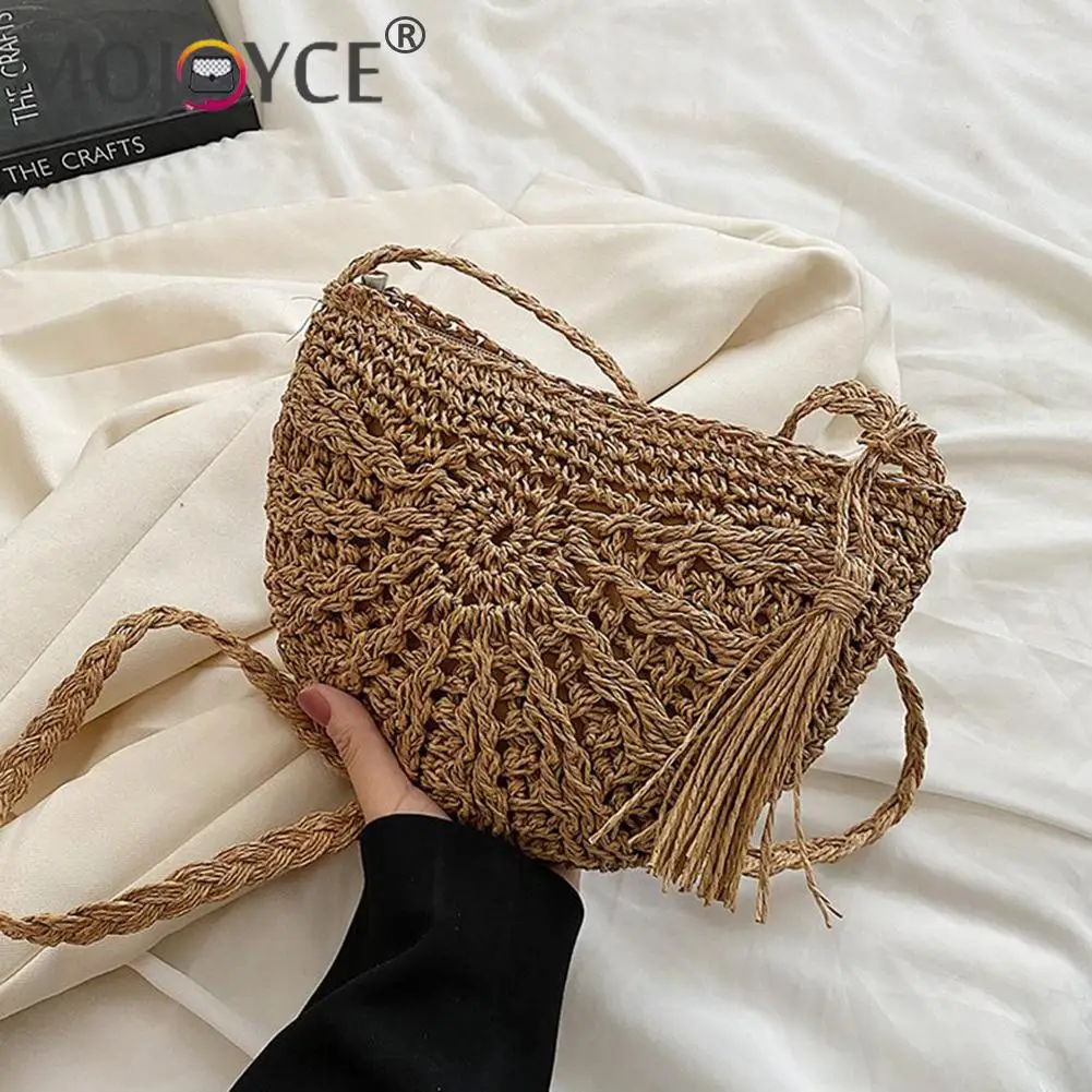 Korean Style Fashion Straw Semicircle Shoulder Crossbody Bags Women Casual Summer Beach Manual Woven Handbag Phone Purse
Korean Style Fashion Straw Semicircle Shoulder Crossbody Bags Women Casual Summer Beach Manual Woven Handbag Phone Purse