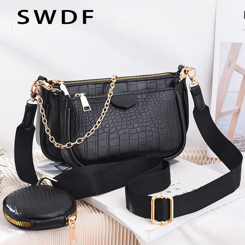 Vintage Crocodile Pattern Women Shoulder Bag Designer Wide Strap Crossbody Messenger Bags 3 Pcs/Set Chain Sling Bag Lady Handbag
Vintage Crocodile Pattern Women Shoulder Bag Designer Wide Strap Crossbody Messenger Bags 3 Pcs/Set Chain Sling Bag Lady Handbag