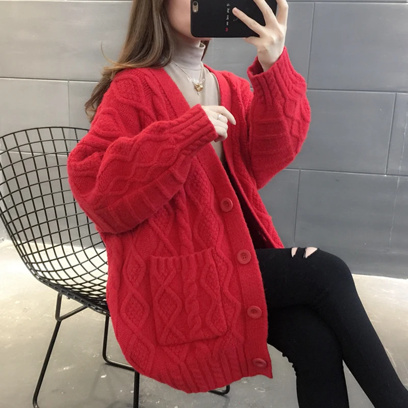 Autumn Winter Loose Casual Knitwear Cardigan Sweater Women Big Pocket Knit Jacket Coat Fashion Solid Color Knitted Tops Female
Autumn Winter Loose Casual Knitwear Cardigan Sweater Women Big Pocket Knit Jacket Coat Fashion Solid Color Knitted Tops Female