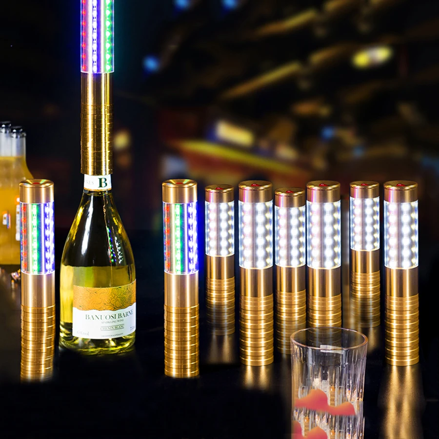 

Golden Sliver Glow Strobe Baton Metal LED Flashing Stick Champagne Wine Bottle Sparkler Service For VIP Bar KTV Nightclub Party