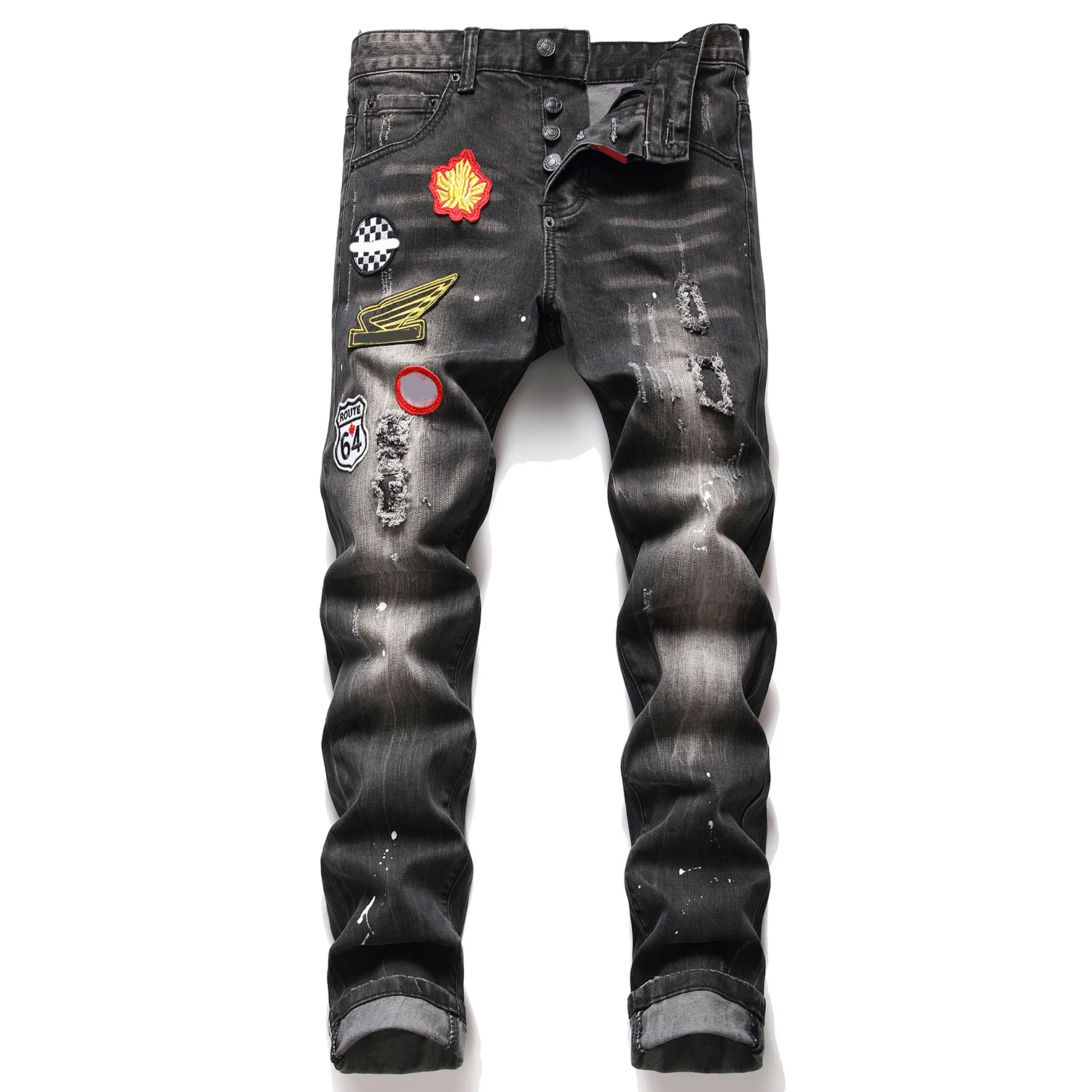 Light Luxury Men's Badge Embroidery Black Denim Pants Beggar Ripped Decoration Casual Jeans Classic Slim-fit Style Long Trousers
Light Luxury Men's Badge Embroidery Black Denim Pants Beggar Ripped Decoration Casual Jeans Classic Slim-fit Style Long Trousers