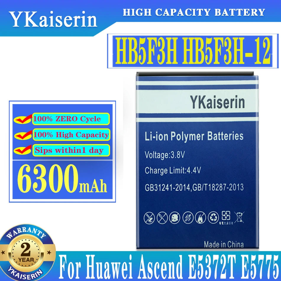 

Аккумулятор ykaisсеребрин для Hua Wei HB5F3H, 6300 мАч, для Huawei E5372T, E5775, 4G, LTE, FDD, Cat 4, Cat4