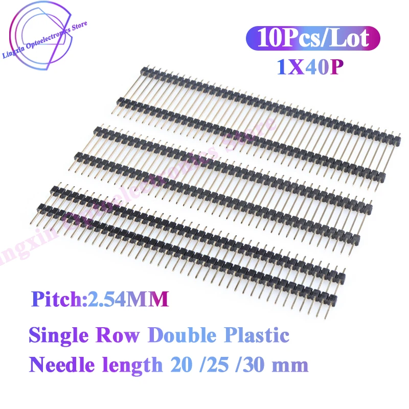 10pcs 2.54mm Straight 1X40p L20/25/30MM Gold Plated Single Row Double Plastic PCB Gasket Male Pin Length 20/25/30mm
10pcs 2.54mm Straight 1X40p L20/25/30MM Gold Plated Single Row Double Plastic PCB Gasket Male Pin Length 20/25/30mm