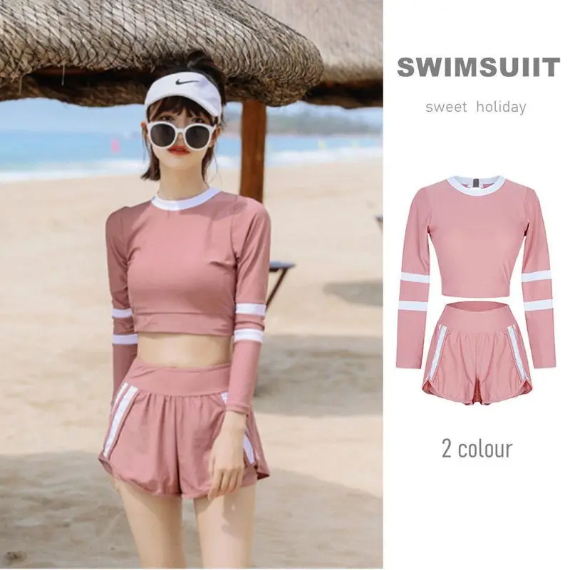 Women's Swimsuit 2022 New Split Two-piece Set Thin Conservative Long-sleeved Sunscreen Sports Vacation Beach Bikini Spa Swimwear
Women's Swimsuit 2022 New Split Two-piece Set Thin Conservative Long-sleeved Sunscreen Sports Vacation Beach Bikini Spa Swimwear