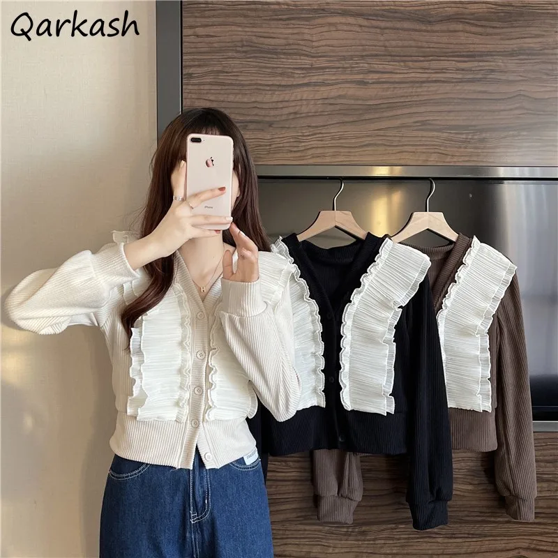 Autumn New Korean Style Ruffles Design V-neck Long-sleeve Shirts Women Patchwork Single Breasted Simple Fashion Streetwear Tops
Autumn New Korean Style Ruffles Design V-neck Long-sleeve Shirts Women Patchwork Single Breasted Simple Fashion Streetwear Tops