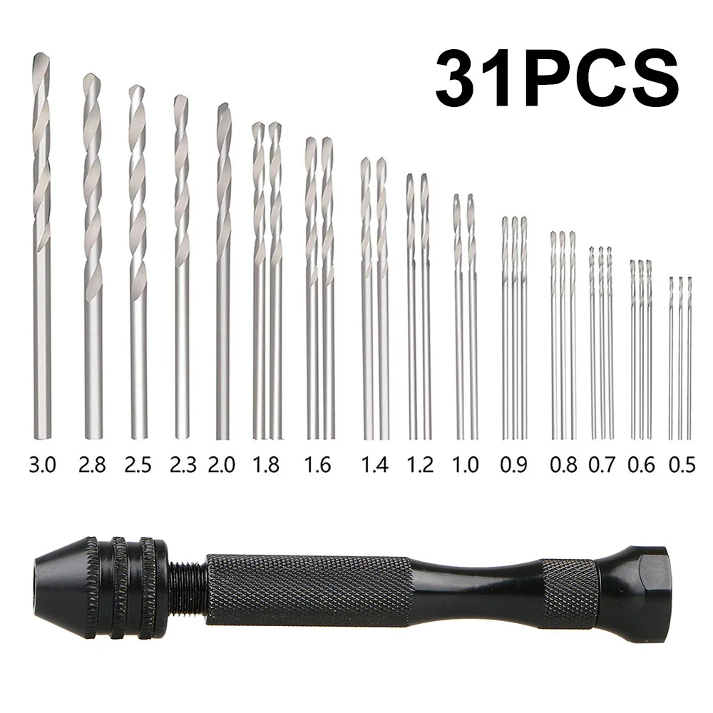31PC Mini Aluminum Hand Drill With Keyless Chuck HSS Steel Twists Drill Bit Woodworking Tools Drilling Rotary Tools Hand Drill
31PC Mini Aluminum Hand Drill With Keyless Chuck HSS Steel Twists Drill Bit Woodworking Tools Drilling Rotary Tools Hand Drill
