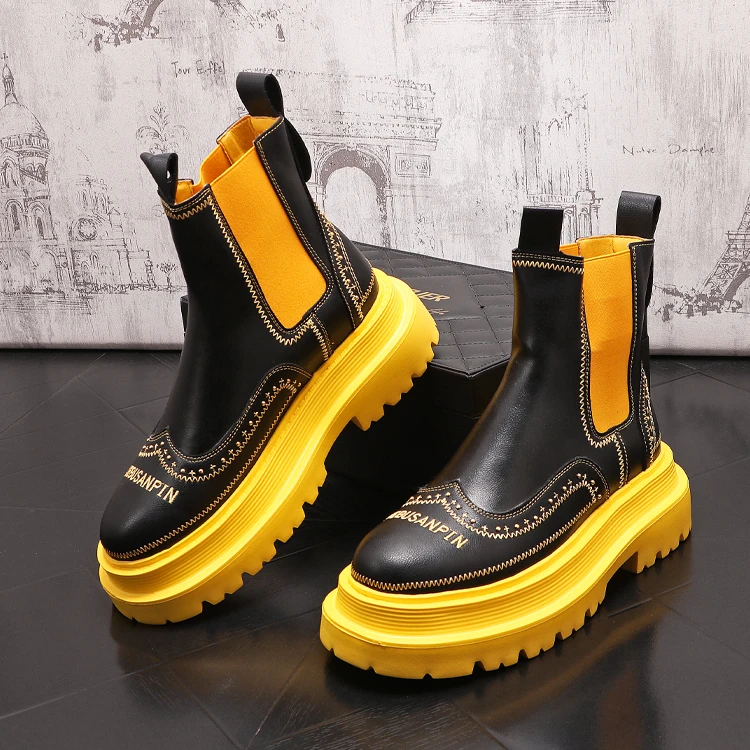Luxury Design Men Platform Chelsea Boots Thick Bottom Fashion Leather Embroidered Men's Boots Fashion Short Boots
Luxury Design Men Platform Chelsea Boots Thick Bottom Fashion Leather Embroidered Men's Boots Fashion Short Boots
