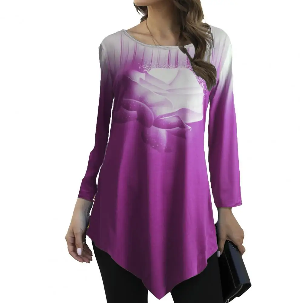Women Shirt Gradient Rose Print Colorful O Neck Spring Blouse for Daily Wear
Women Shirt Gradient Rose Print Colorful O Neck Spring Blouse for Daily Wear