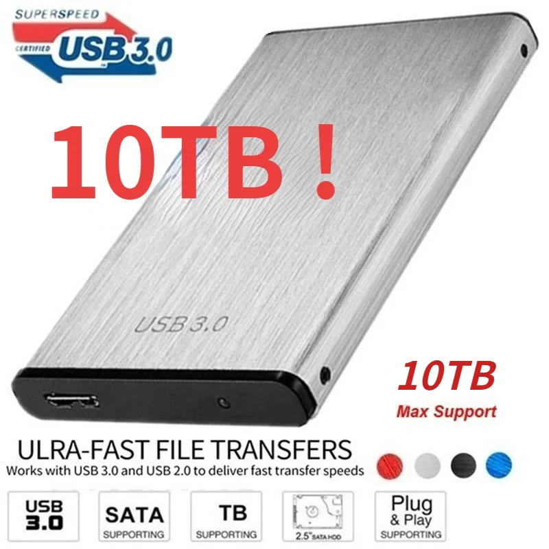 Портативный внешний жесткий диск 10 ТБ, 8 ТБ, 4 ТБ, USB 2,5 HDD, дюйма, 1 ТБ, жесткий диск, устройства для хранения для настольного ноутбука
Портативный внешний жесткий диск 10 ТБ, 8 ТБ, 4 ТБ, USB 2,5 HDD, дюйма, 1 ТБ, жесткий диск, устройства для хранения для настольного ноутбука
