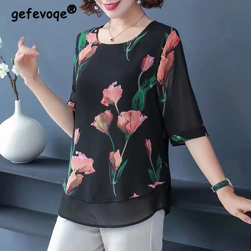 2022 New Summer Women Half Sleeve Fashion Chiffon Casual Loose Blouse Tops Female Vintage Flower Print Pullovers Gauze Tee Shirt
2022 New Summer Women Half Sleeve Fashion Chiffon Casual Loose Blouse Tops Female Vintage Flower Print Pullovers Gauze Tee Shirt