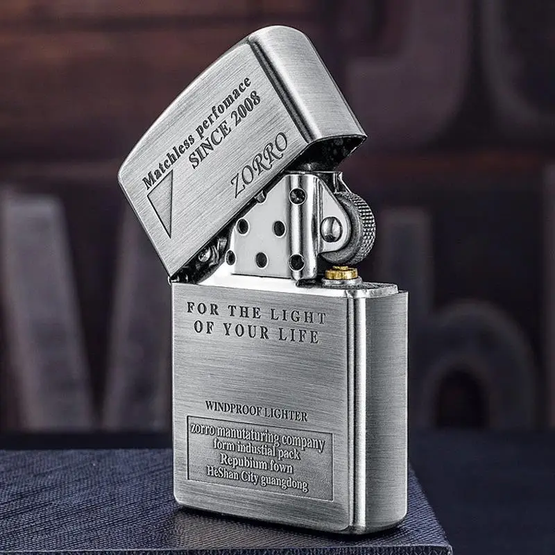 ZORRO pure copper shell grinding wheel kerosene lighter as a gift for boyfriend
ZORRO pure copper shell grinding wheel kerosene lighter as a gift for boyfriend