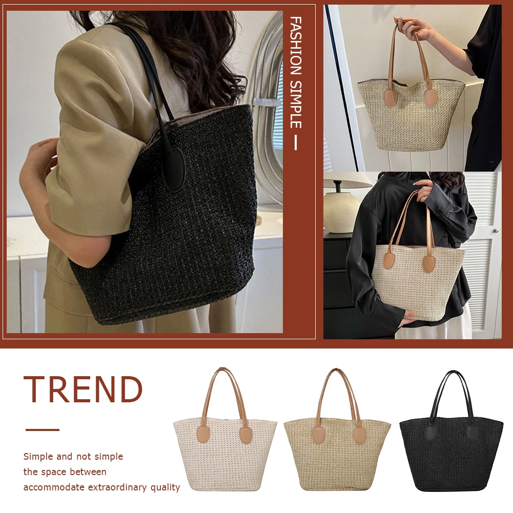 Women Summer Woven Tote Handmade Beach Vacation Bags Fashion Casual Simple Portable Large Capacity Elegant for Seaside Holiday
Women Summer Woven Tote Handmade Beach Vacation Bags Fashion Casual Simple Portable Large Capacity Elegant for Seaside Holiday