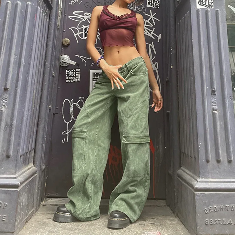 Streetwear GrungeCargo Pants Women Baggy Jeans Wide Leg Joggers Trousers Denim High Waist Straight Pant
Streetwear GrungeCargo Pants Women Baggy Jeans Wide Leg Joggers Trousers Denim High Waist Straight Pant