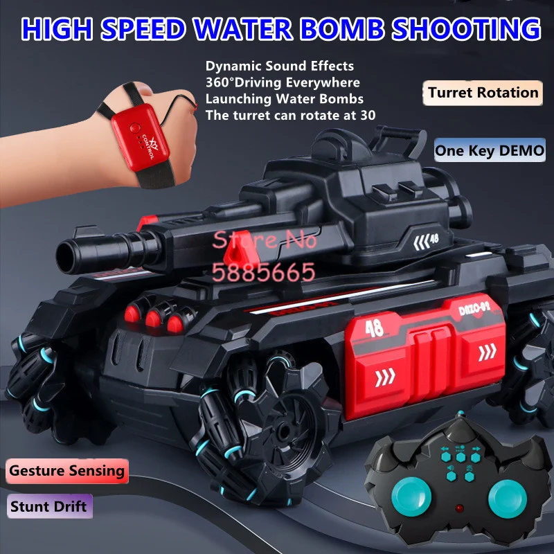 Omnidirectional Driving Remote Control Tank Car 2.4G Smart DEMO Turret Rotation Launch Water Bombs 360° Drift Tank Stunt RC Car
Omnidirectional Driving Remote Control Tank Car 2.4G Smart DEMO Turret Rotation Launch Water Bombs 360° Drift Tank Stunt RC Car